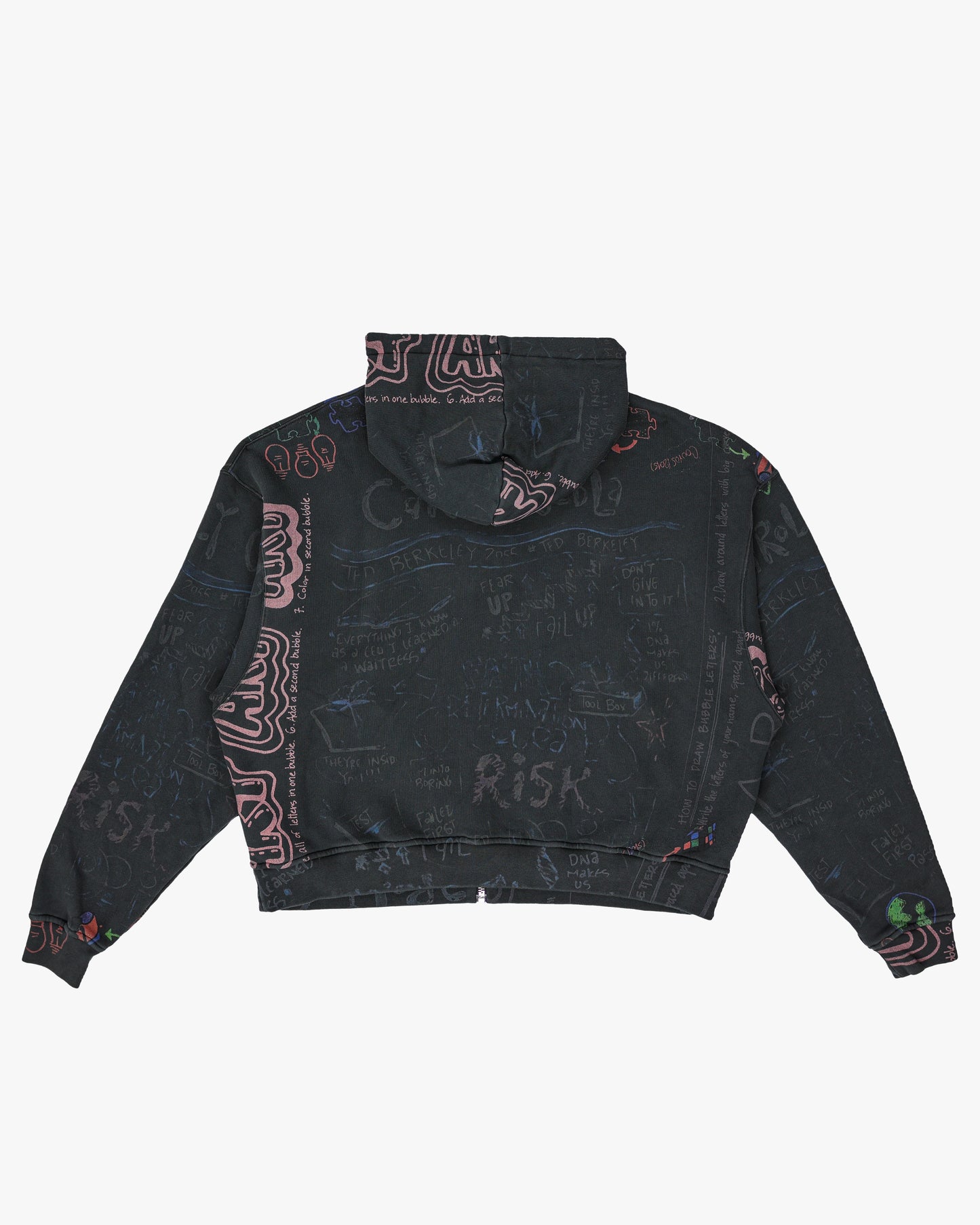 Doodle Print Zip Hoodie