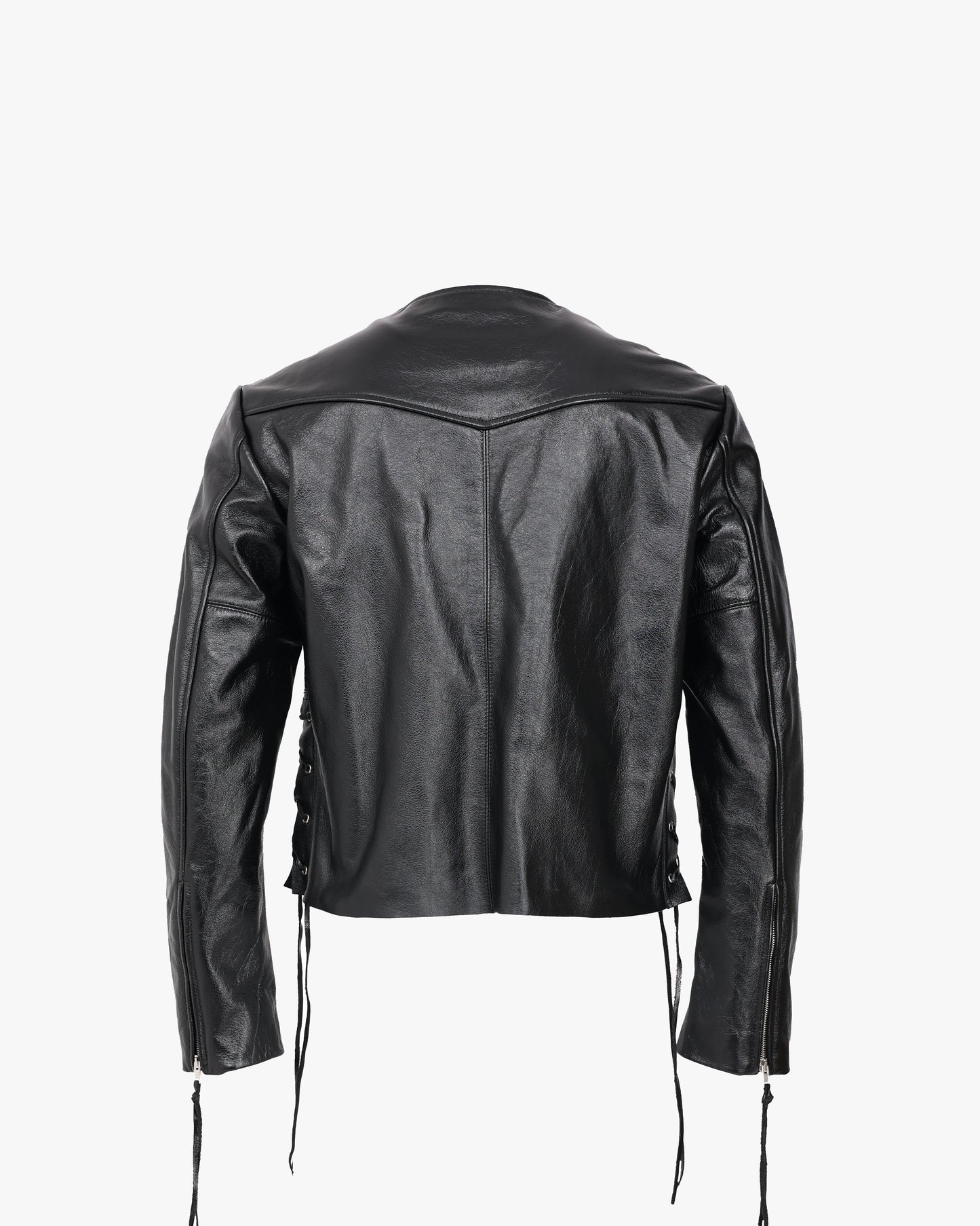 Lace Up Leather Chain Jacket