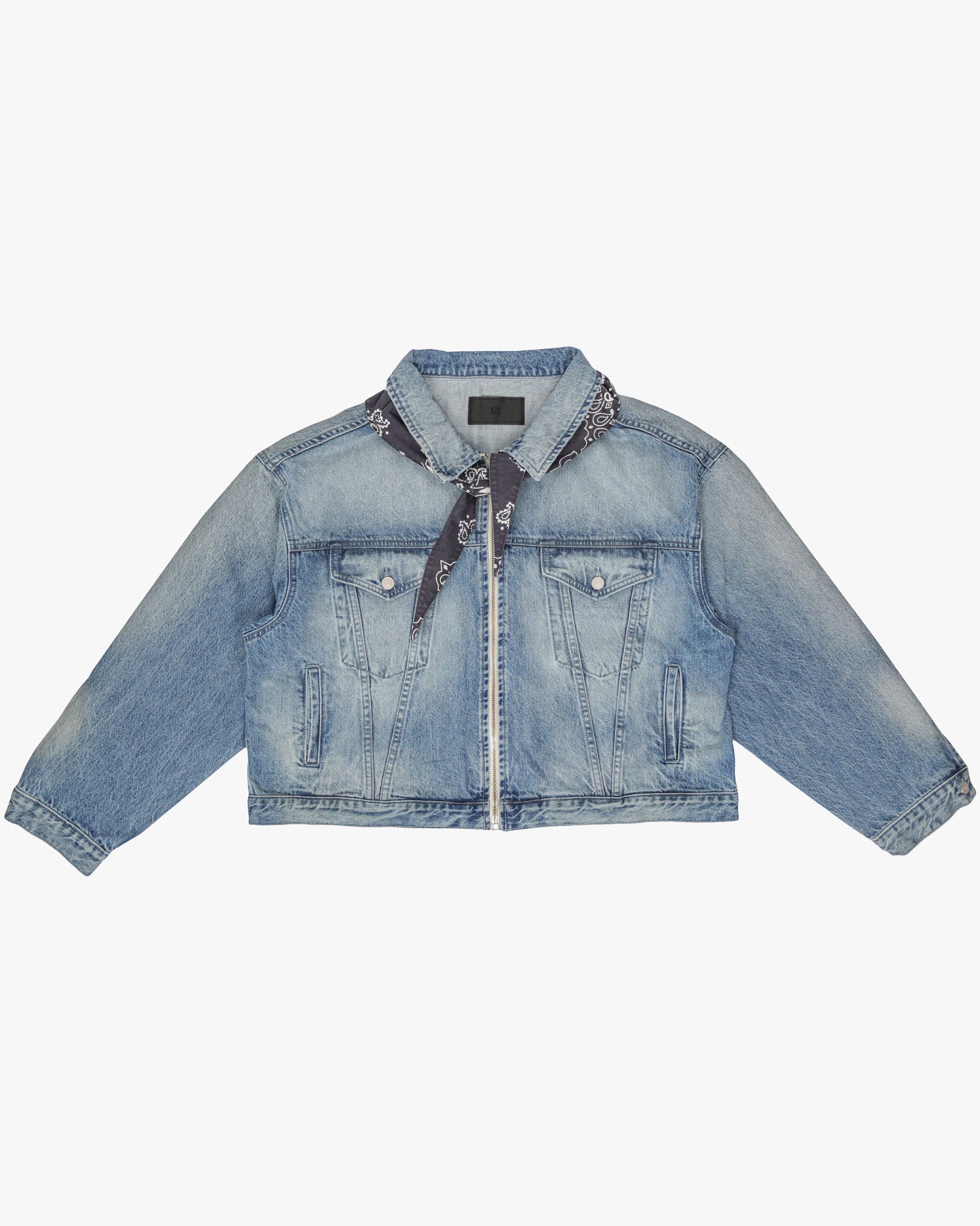 Cropped Denim Foulard Jacket