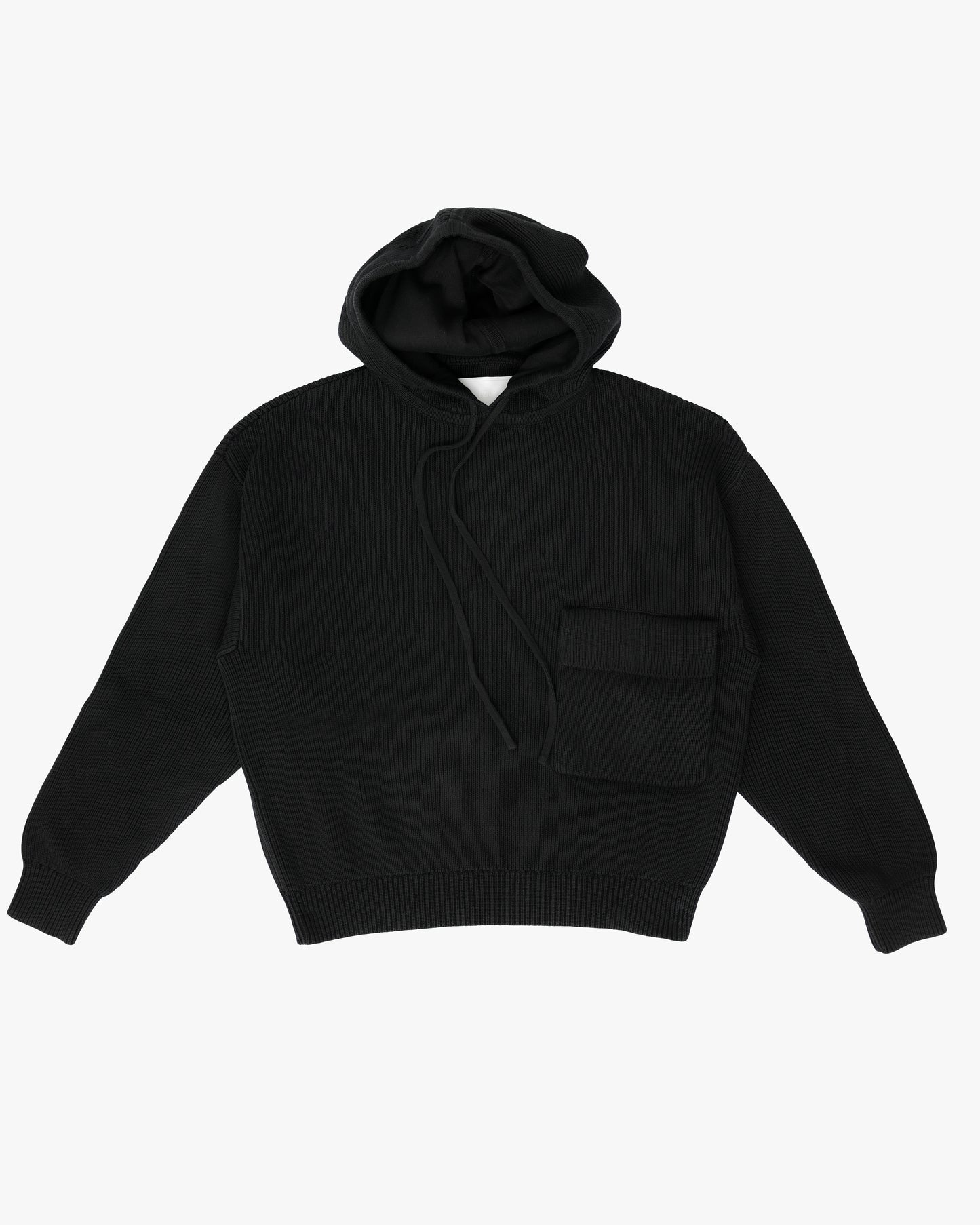 Rib Knit Hoodie w/ Front Utility Pocket