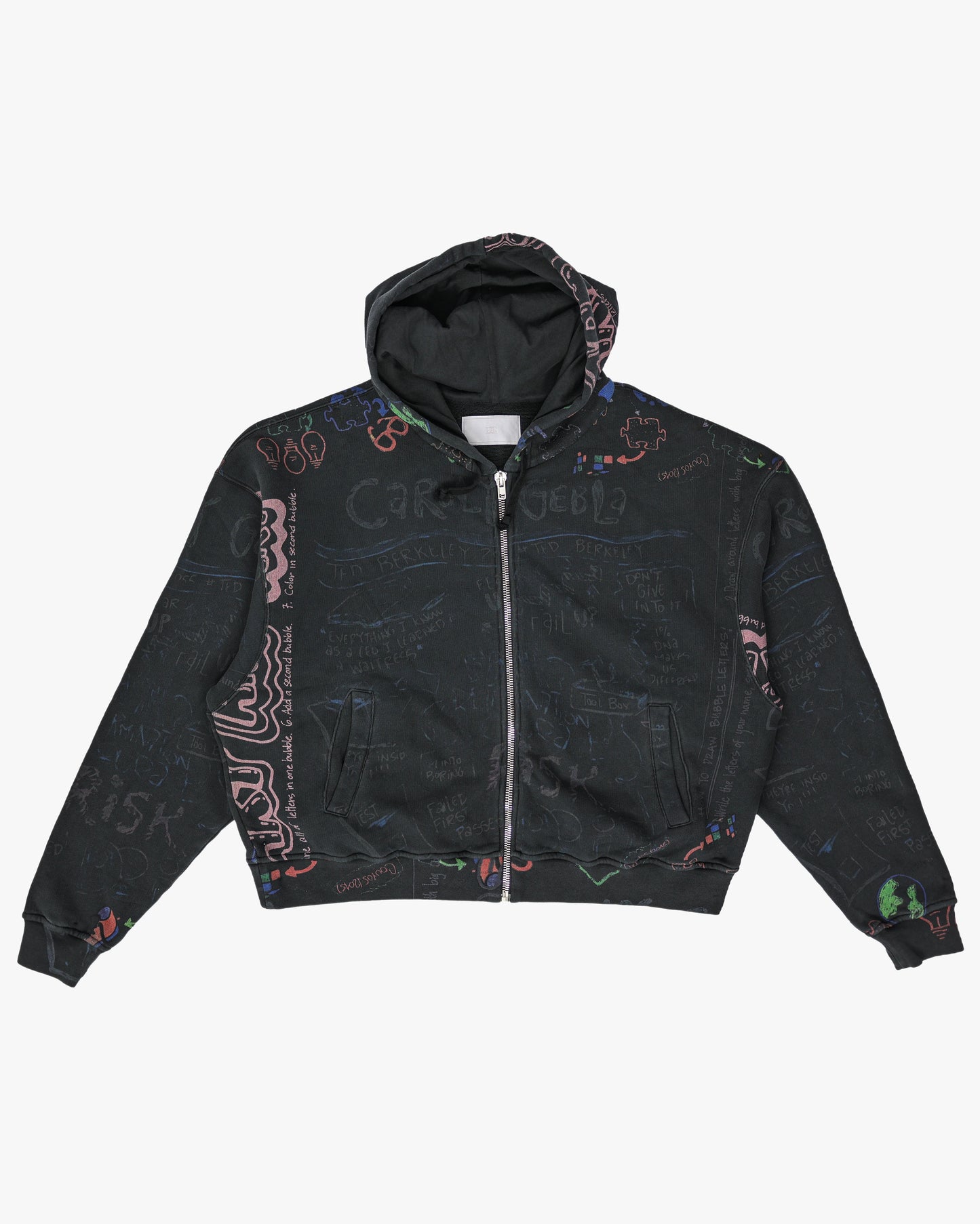 Doodle Print Zip Hoodie