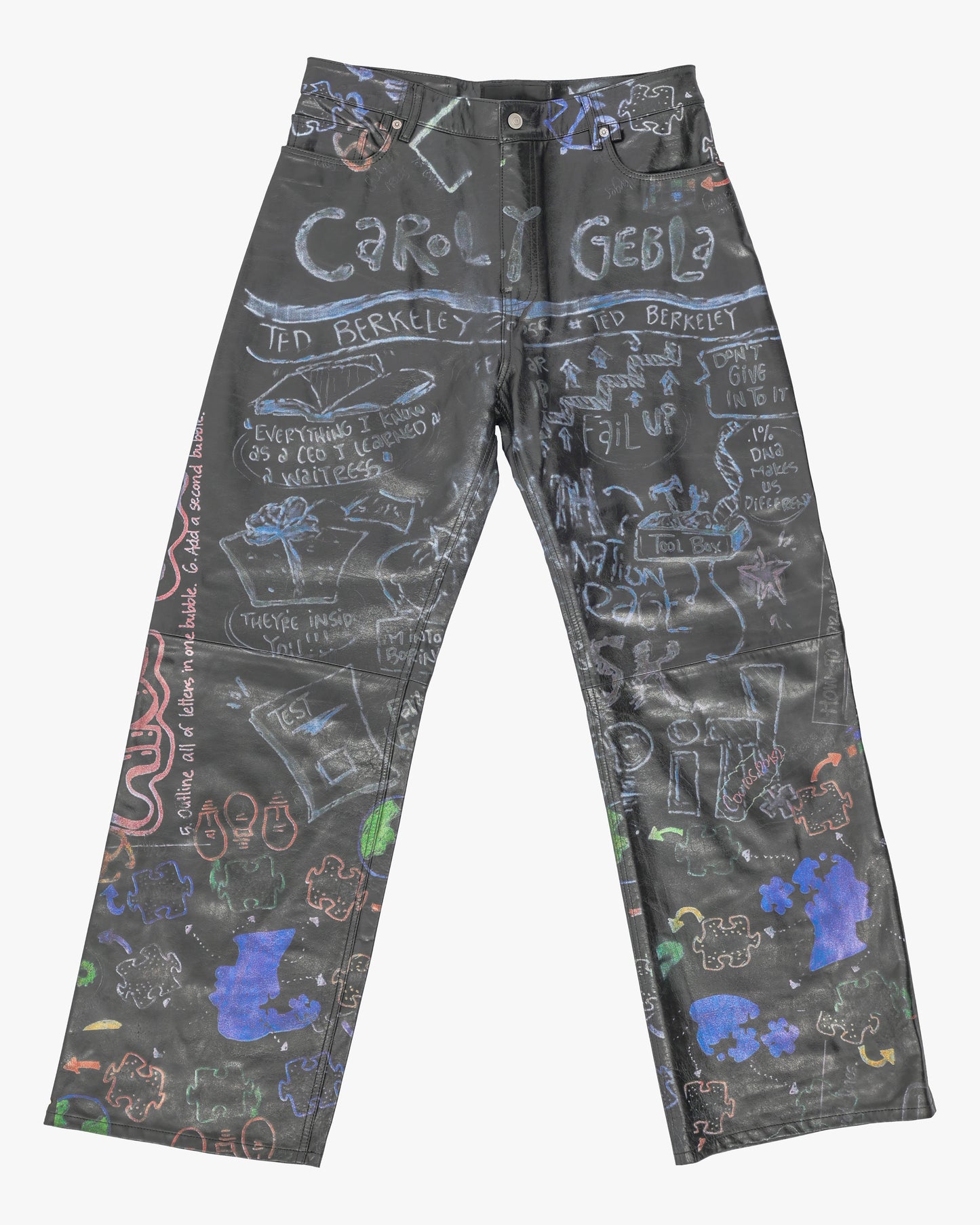 Leather Doodle Baggy Pant