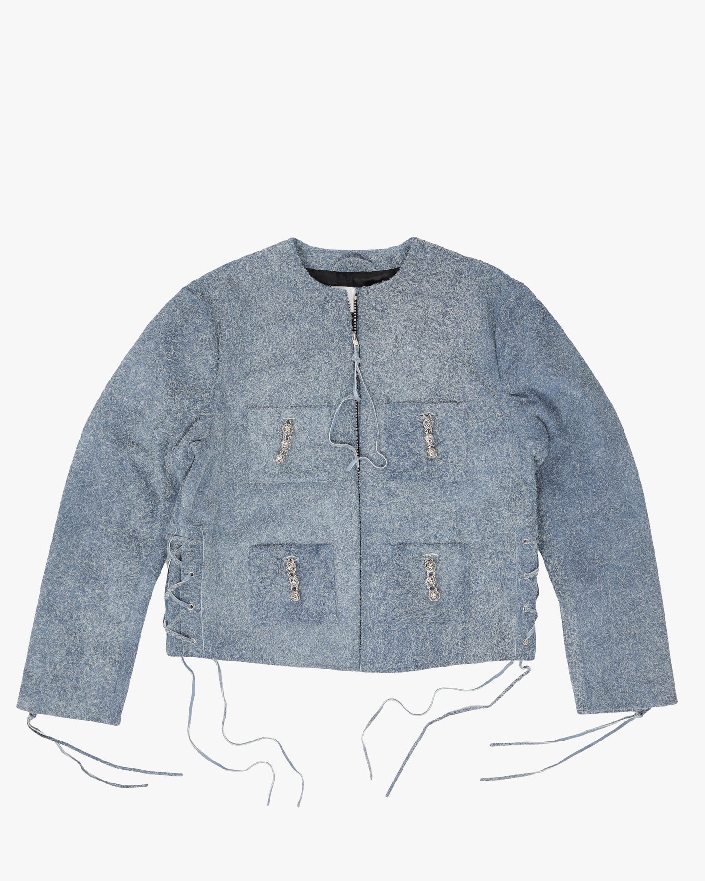 Lace Up Leather Chain Jacket