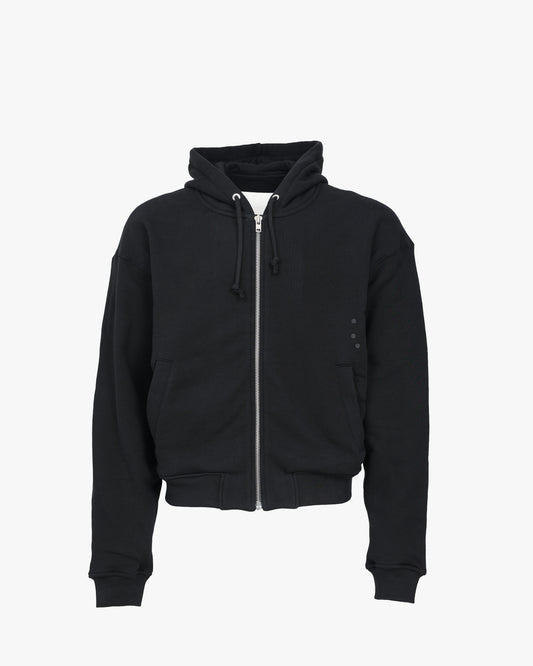 Boxy Cropped Zip Hoodie