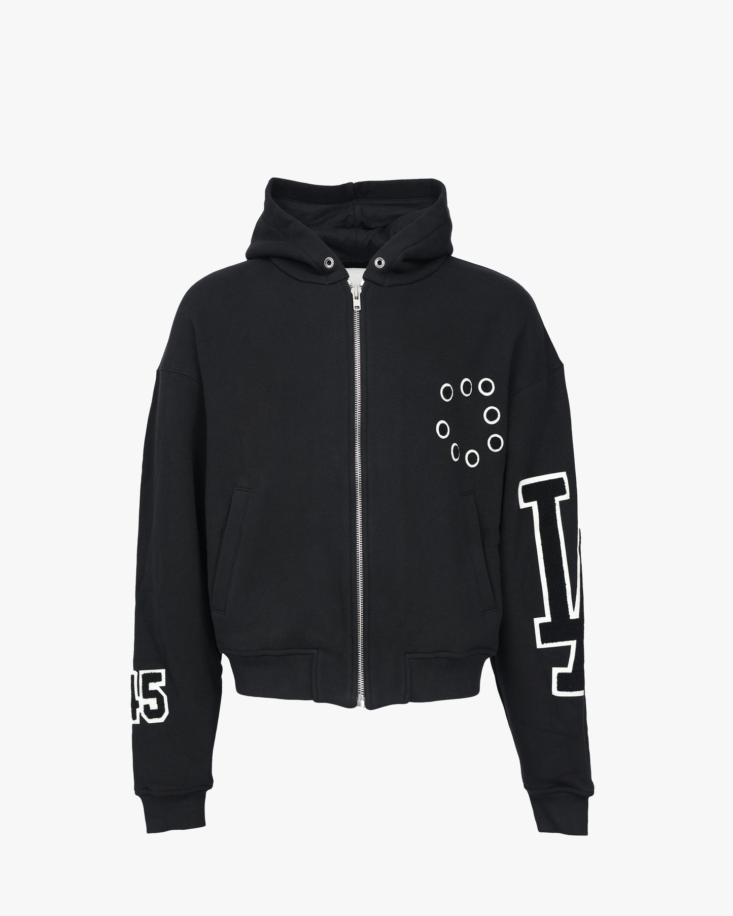 Boxy Cropped Zip Hoodie with Patches